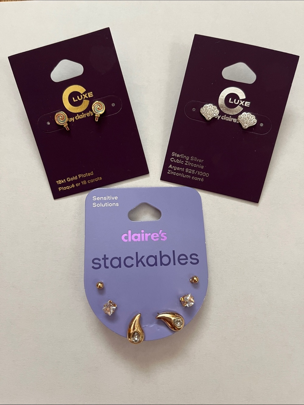 🆕 3 pair of Claire’s earrings